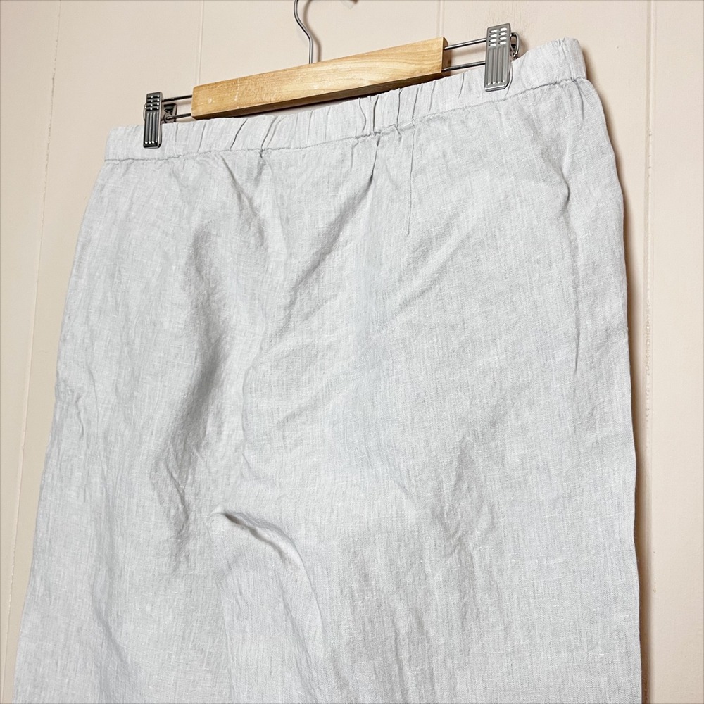 J.Jill Love Linen Gray Cropped Wide Leg Pants Medium pull-on‎ lagenlook coastal - Picture 5 of 10